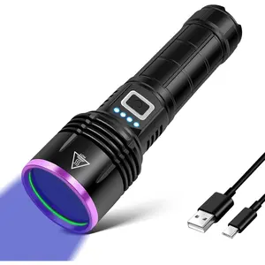 20W 5000mAh High Power 365nm UV Flashlight LED USB Rechargeable Black Light for Pet Urine Detection Resin Curing Rock Hunting Travel AC Leak Uranium Glass Bed Bug