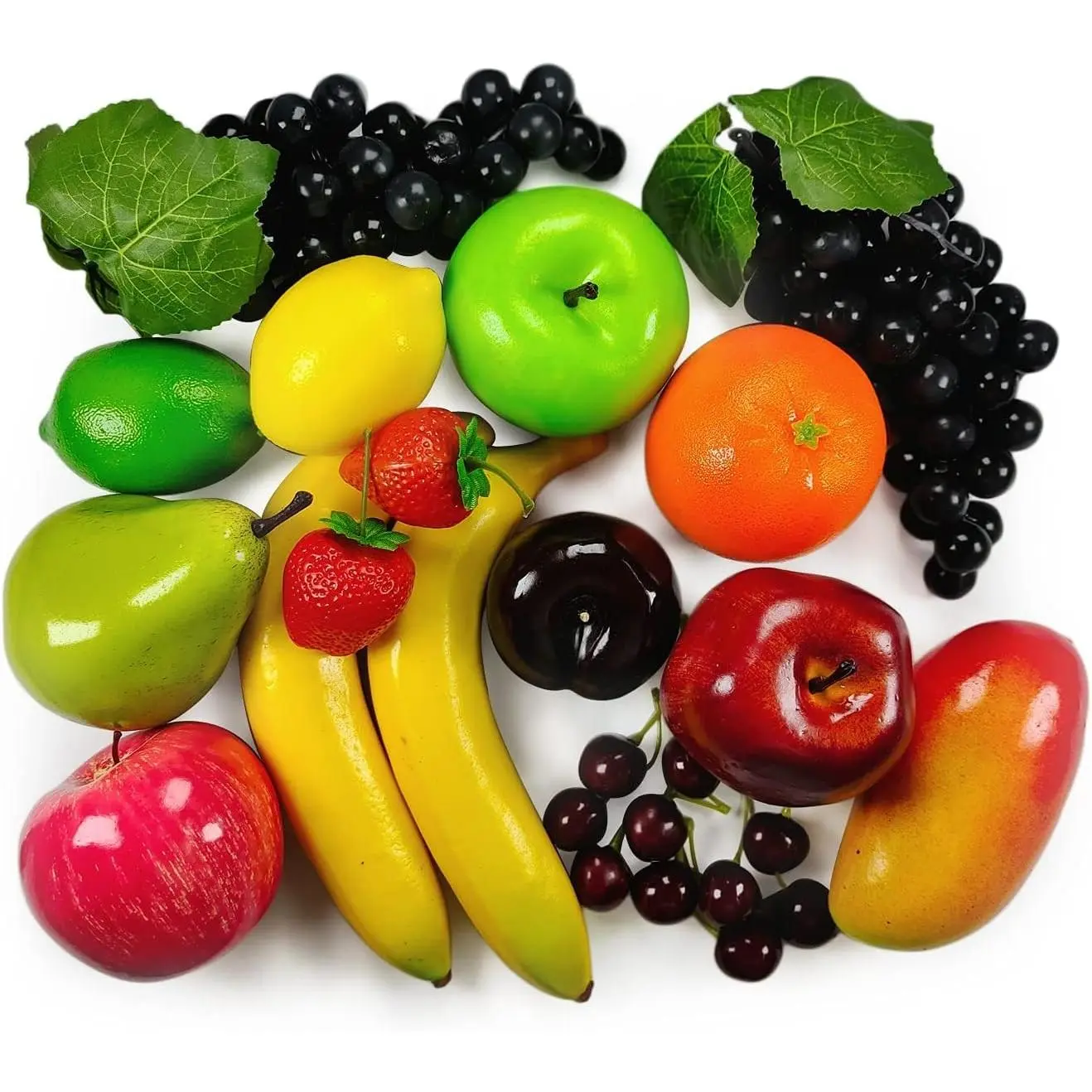 Lorigun 20 PCS Artificial Fake Fruits Set, Simulation Fruits with Strawberry, Mango, Bananas for Home Decor, Christmas Party Decoration, Photoshoot Props
