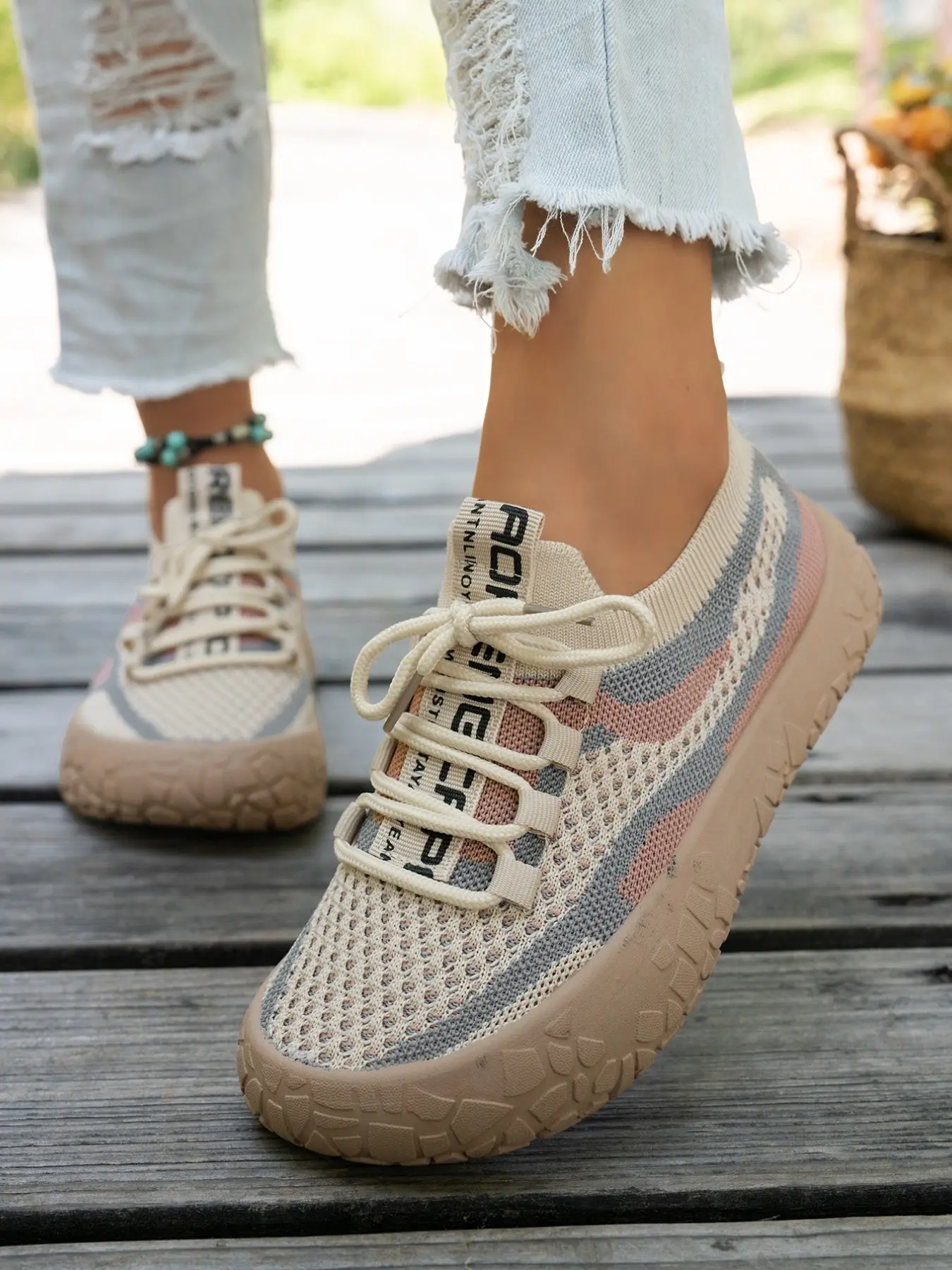 Women's Fashion All-Season Breathable Knit Sneakers, Lightweight Casual Hiking Shoes, Comfortable Non-Slip Rubber Sole, Round Toe Design, Lightweight Walking Shoes