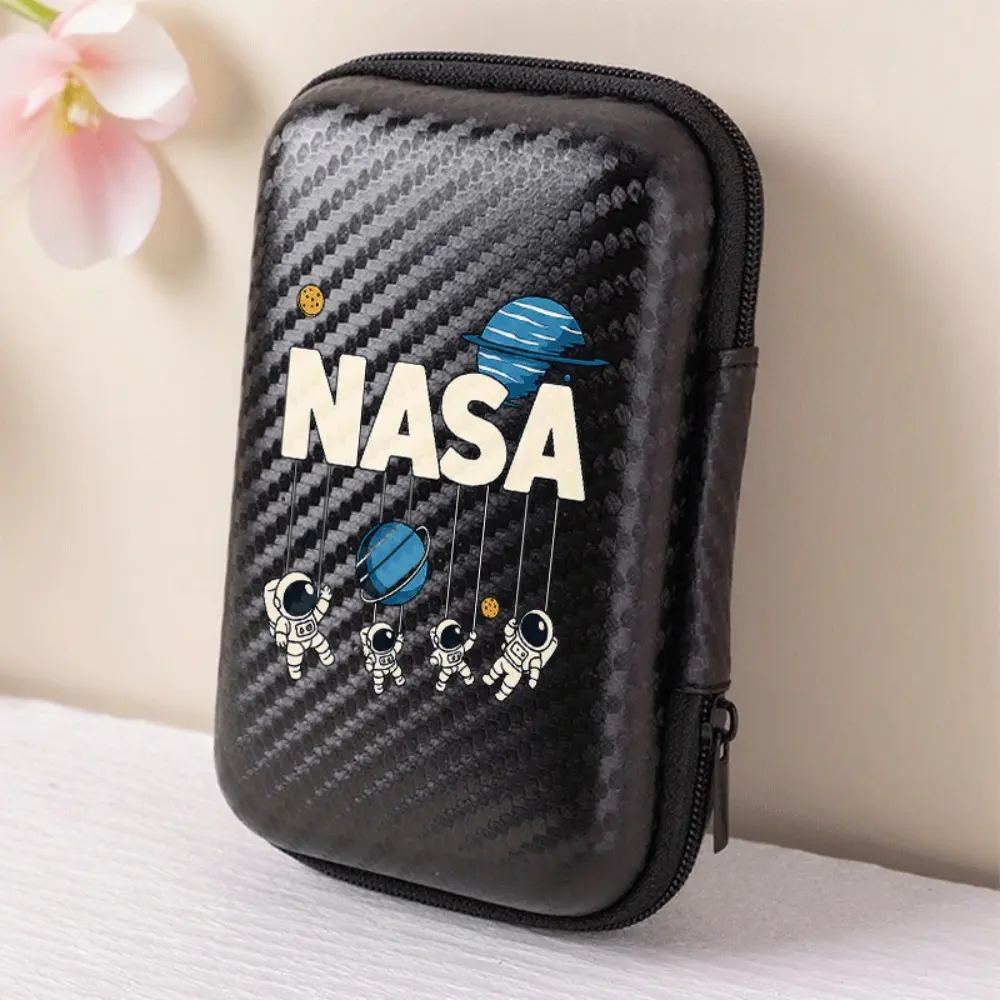 NASA Space Fun Pattern Printed Storage Box with Mesh Pocket and Compact Design - Cable/Earphone/Charger Storage Box, Suitable for Office, Travel, Space Enthusiasts - Durable and Portable Electronic Accessory Organizer