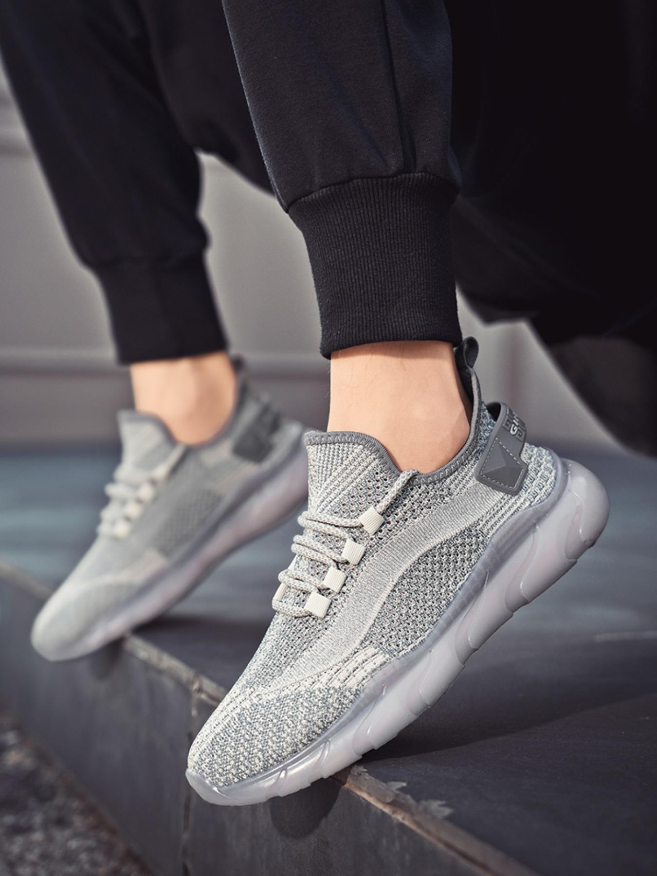 Men's Breathable Mesh Athletic Workout Sneakers, Lightweight Shock-Absorbing Running Shoes for Daily Wear