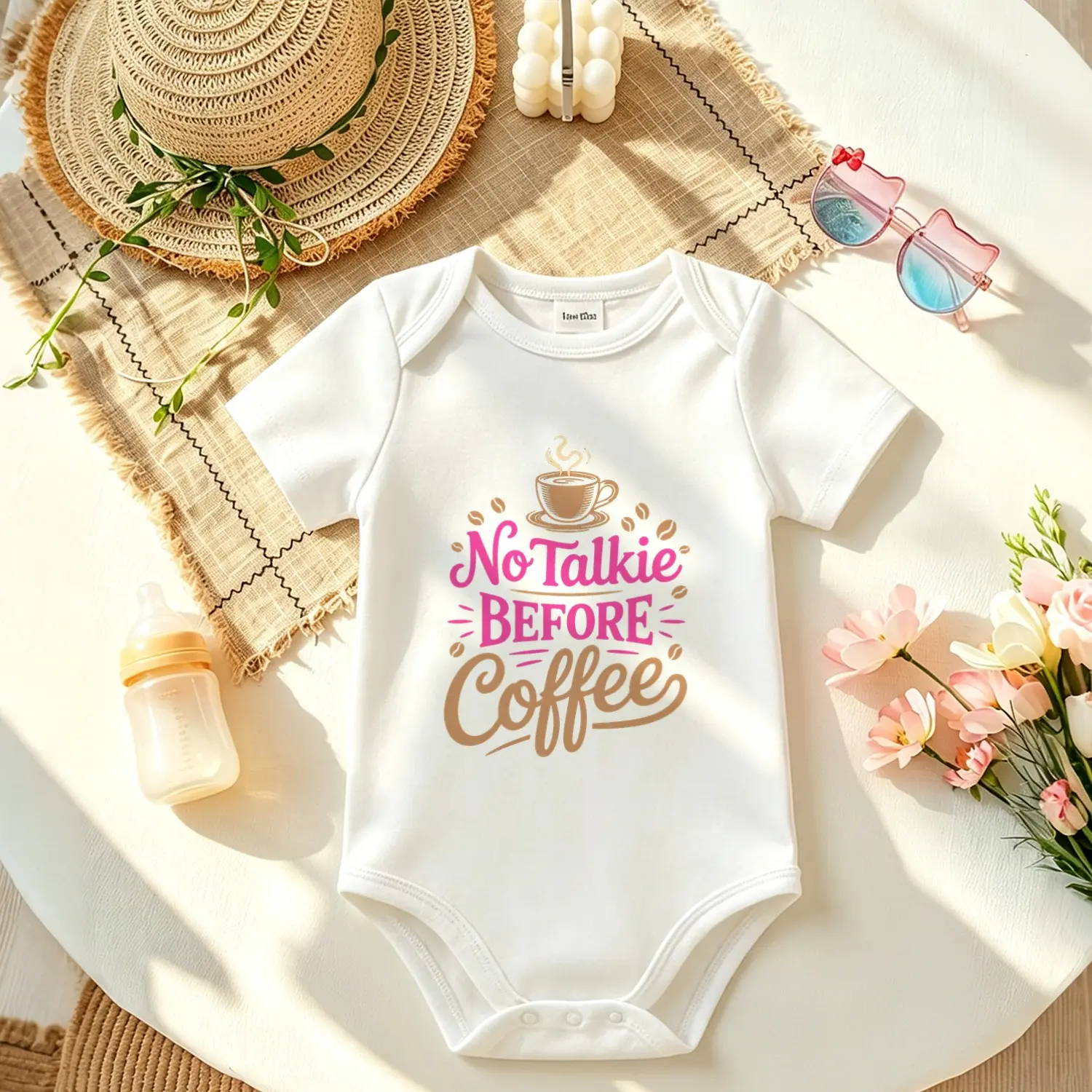 Funny Graphic Baby Bodysuit, Minimalist Soft Cotton Short-Sleeve Onesie for Unisex Newborns, Snap Closure Daily Wear & Birthday Gift, Fashion