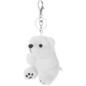 TOYANDONA White Plush Bear Keychain - Cute Polar Bear Bag Charm Plush Stuffed Animal Keychain for Handbag Purse Backpack Car Keys