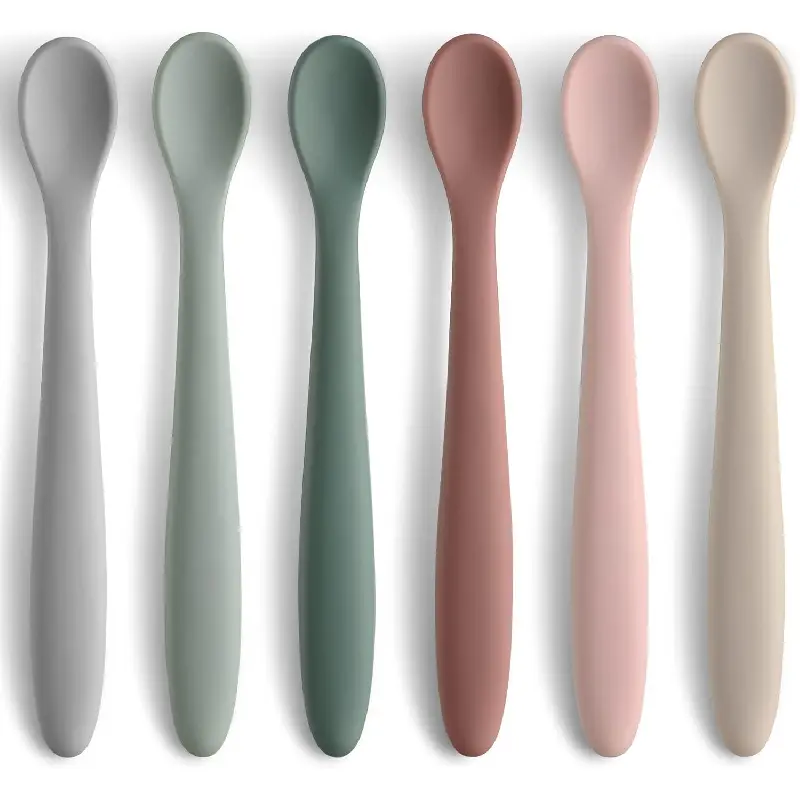 6-Piece Silicone Baby Feeding Spoons, First Stage Infant Spoons, Soft-Tip Easy on Gums I Baby Training Spoon| Infant Utensils Feeding Supplies, Dishwasher & Boil-proofkb