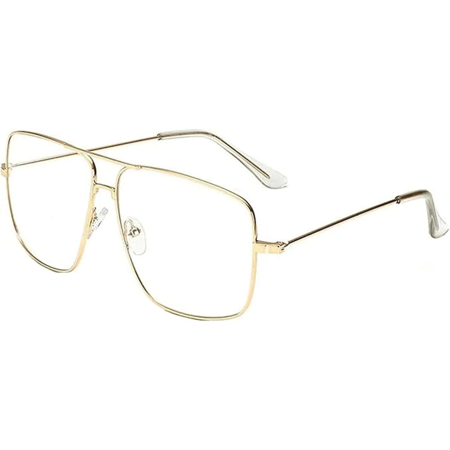 Aviator Photochromic Eyeglasses for Women and Men, Metal Square Frame Fashion Glasses for Night Driving