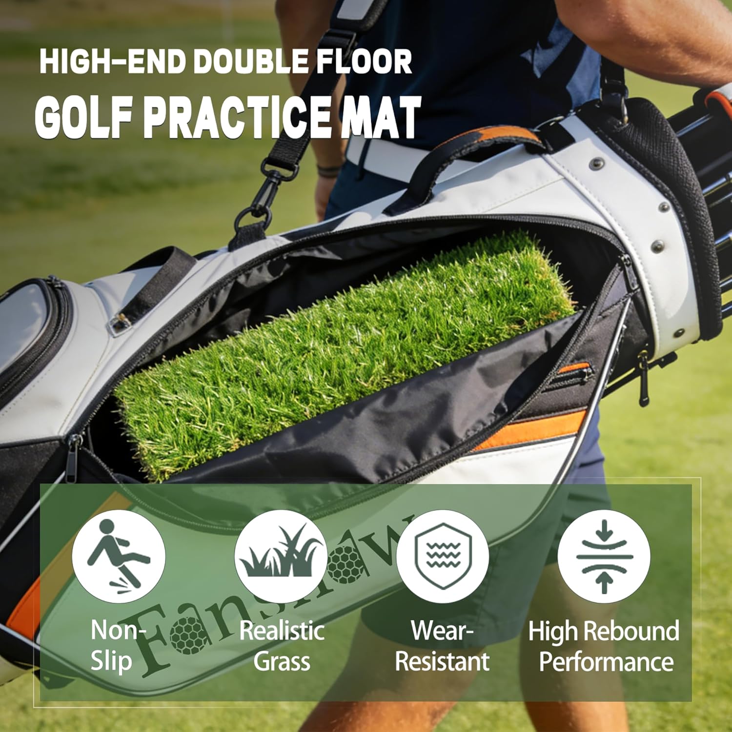 Golf Hitting Mat - Portable Golf Pratice Mat with  Swing Path Trajectory, 3-in-1 Includes Fairway, Rough & Putting Pad  Mats  No-Slip Rubber Base,Simulator  Haves,  for Golfers