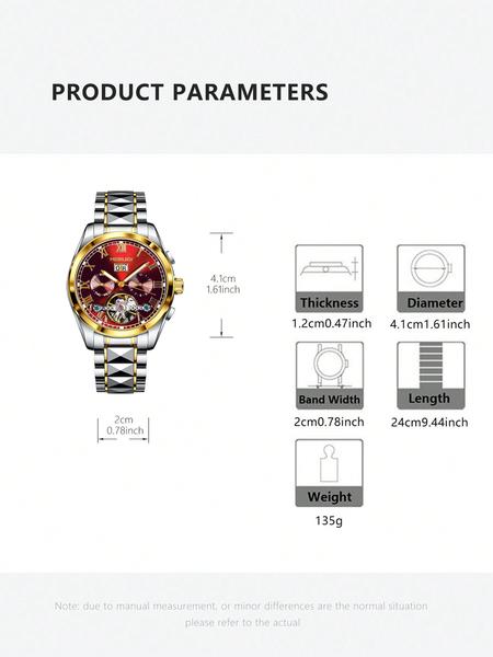 A Men's 2025 New Waterproof Luminous Hollow Advanced Multi functional Fully Automatic Mechanical Watch Stainless Steel Watches