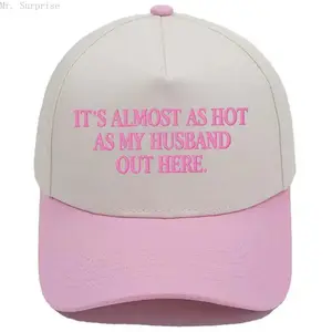 Funny "Almost As Hot As My Husband" Embroidered Hat | Retro Aesthetic Two-Tone Snapback Cap for Women | Trendy Camo & Graphic Summer Statement Baseball Cap