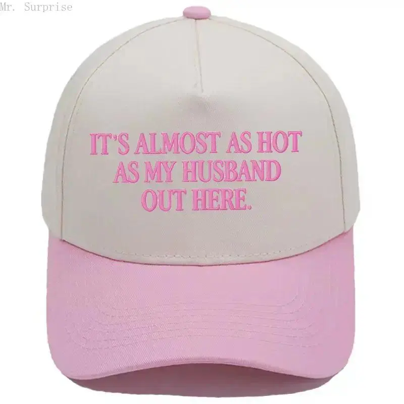 Funny "Almost As Hot As My Husband" Embroidered Hat | Retro Aesthetic Two-Tone Snapback Cap for Women | Trendy Camo & Graphic Summer Statement Baseball Cap