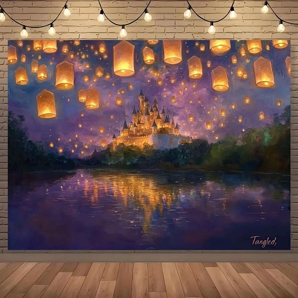 Foldable Lightweight Princess Castle Fairy Tapestry Wall Hanging - Polyester Home Decor for Room, Baby Shower, Engagement, Anniversary; Photography Backdrop, Fantasy Birthday Party Supply