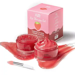 Lip Scrub & Overnight Lip Mask Set Vitamin C Infused Intense Hydration Lip Care, Moisturize & Nourish Dry Cracked Lips, Daily Treatment Lip Gift Set for Girls