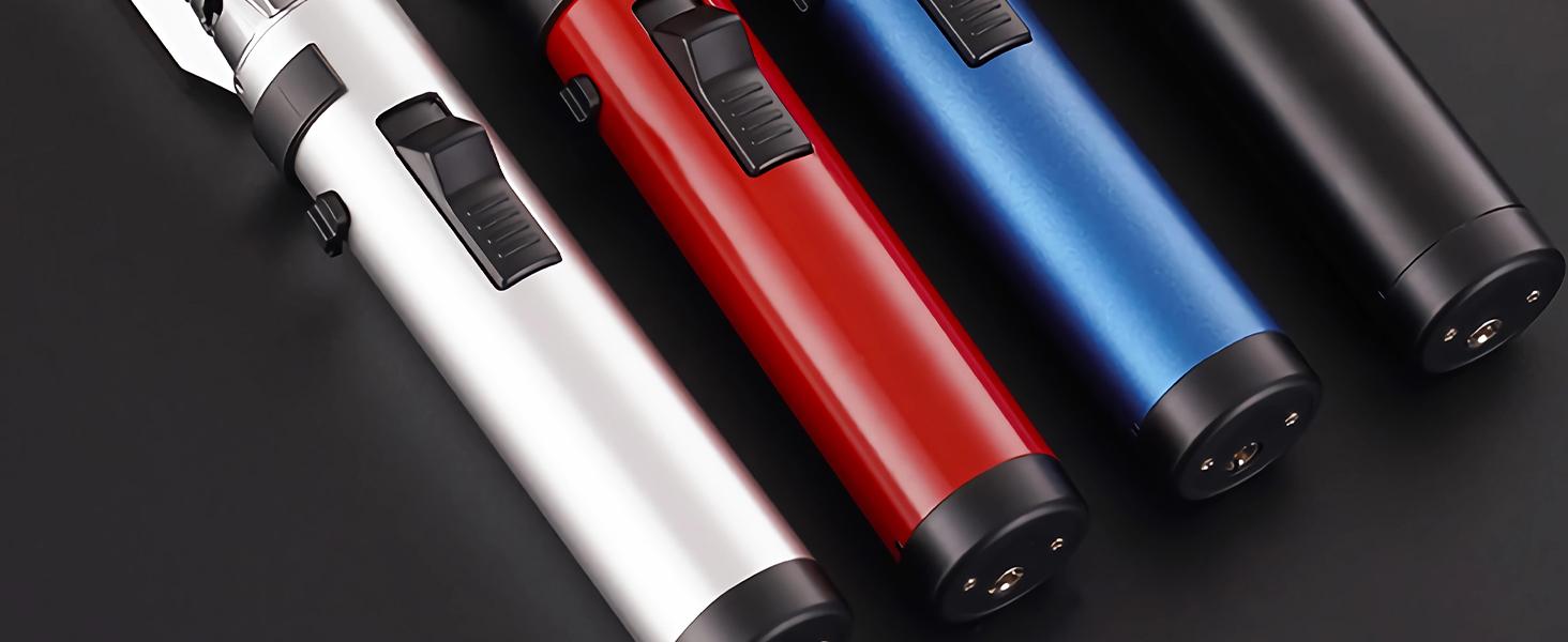 Large Torch Lighter, Windproof Butane Lighters with Flame Adjustable, Refillable, Jet Flame, Flame Switch Lock, Cool Lighter for Men.(Gas Not Include)