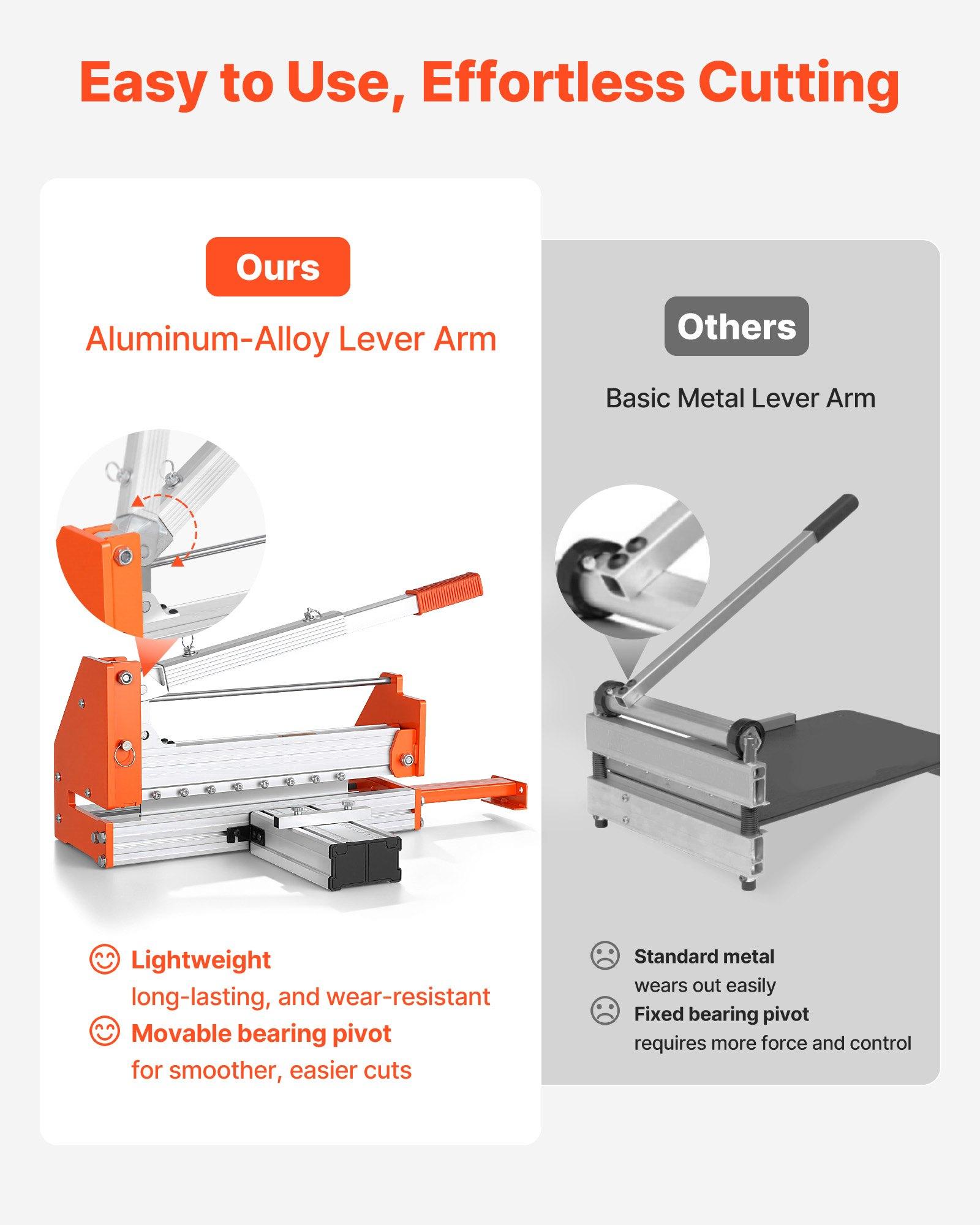 VEVOR 12 inch Vinyl Floor Cutter, 12mm Thick Laminate Flooring Cutter with Upgraded Labor-Saving Aluminum-Alloy Lever, Telescoping Support Plate, Cuts Certain Engineered Wood, LVT, VCT, SPC, LVP, WPC