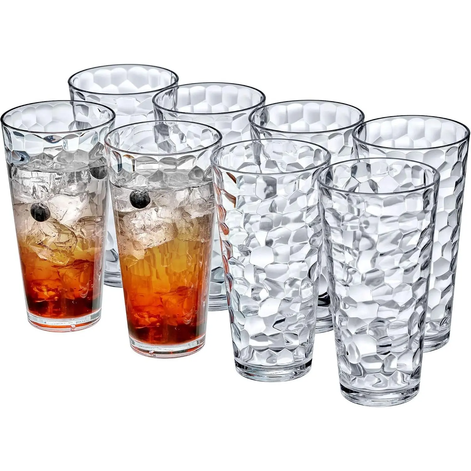 - Iceberg - 24-Ounce Plastic Tumblers (Set of 8), Plastic Drinking Glasses, -Clear High-Balls,  Cups, Stackable, , Shatter-Proof, Dishwasher-Safe