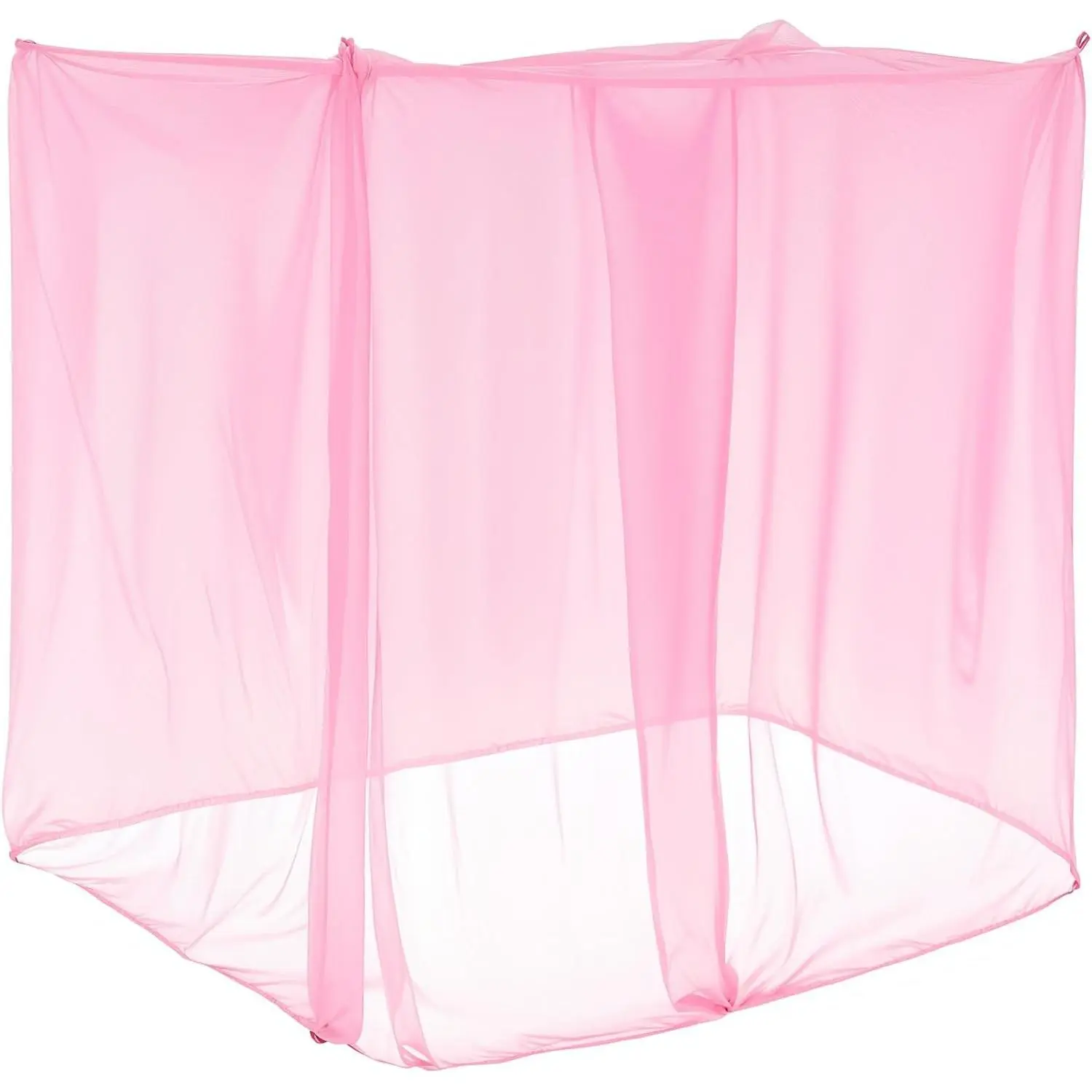 Polyester 4-Corner Rectangular Bed Mosquito Net - Insect Proof, 1 Opening, Pink, 75x59x67in - Multi-Size Option for Home/Camping Travel Bed Canopies Mesh Drapes