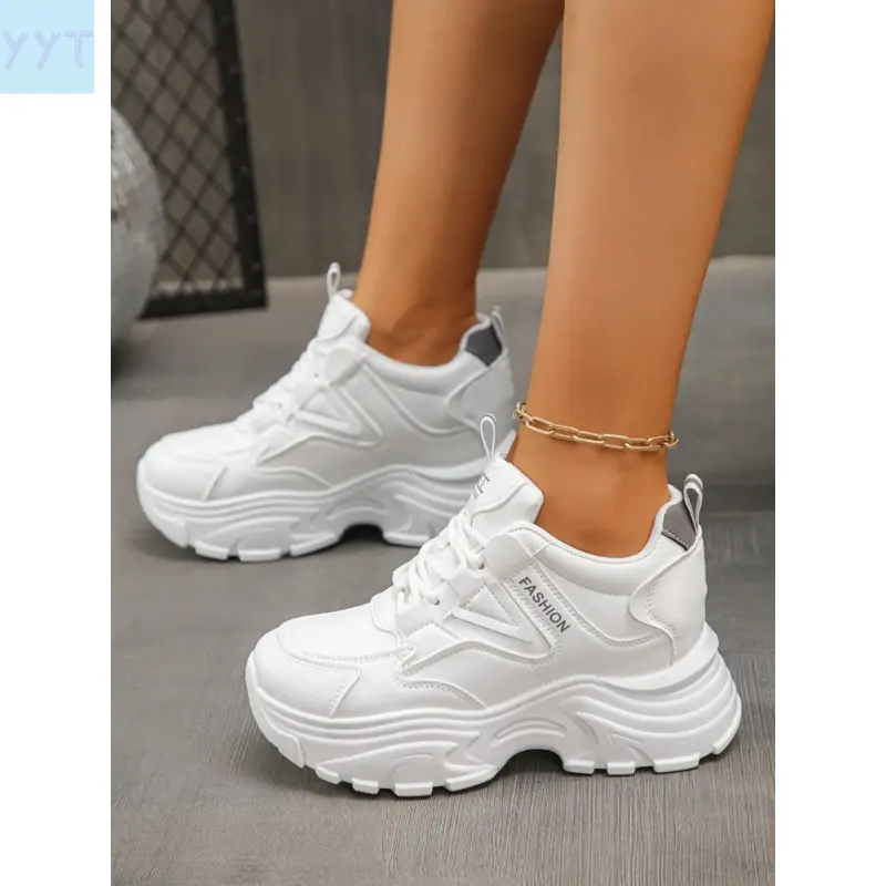YYT1 Women's Pure Platform Dad Shoes, Height Boost Casual Sporty Shoes, Versatile Thick-Sole Sneakers