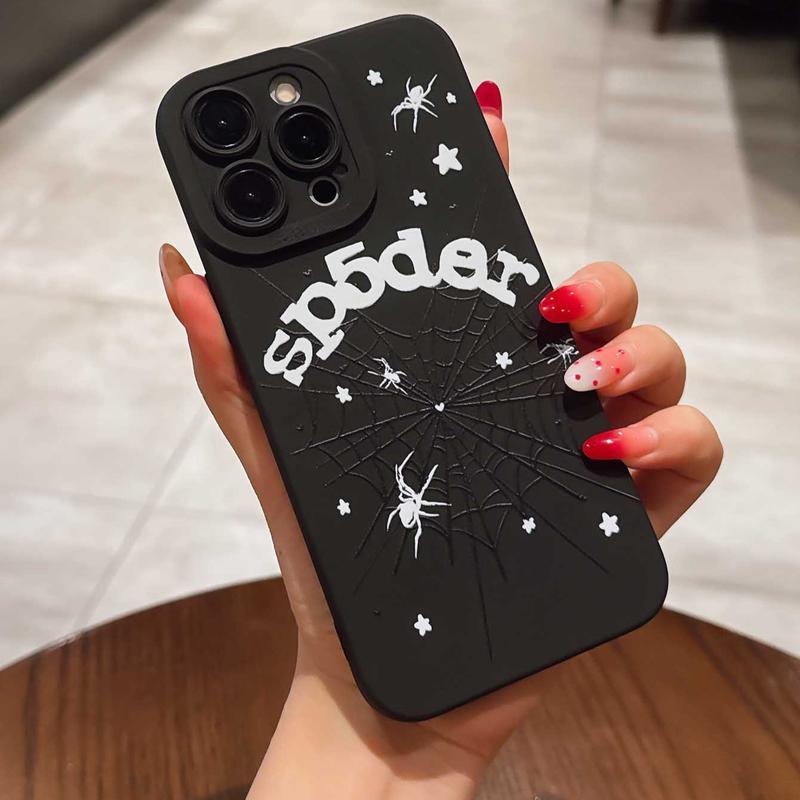 Dark Spider Web Design Tpu Anti-Drop Phone Case Set, Soft Full Coverage for iPhone  17 16 15 14 13 12 11 Pro Max Plus X XS XR mini Creative Gift for Couples & Friends