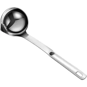 Stainless Steel Oil Separator Soup Ladle Gravy Food Fat Separator Skimmer Spoon Grease Strainer Separater Hot Pot Oil Filter Spoon For Home Kitchen And Cooking,Soup Colander 12 Inch