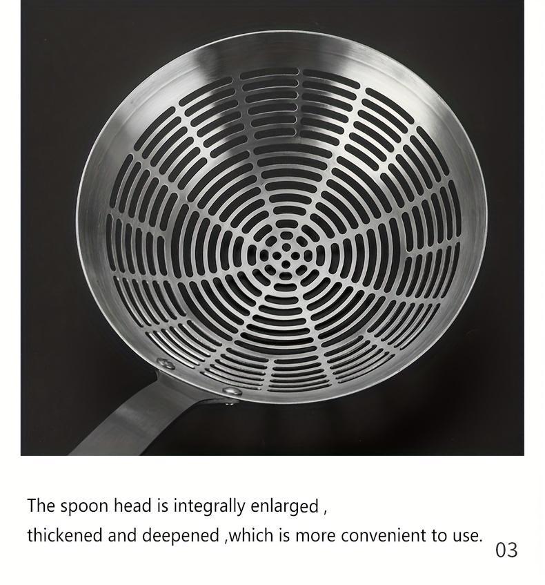 1pc 304 Stainless Steel Anti-Scald Deep Frying Strainer Ladle, Dumpling and Noodle Skimmer, Hot Pot Colander Strainer Spoon