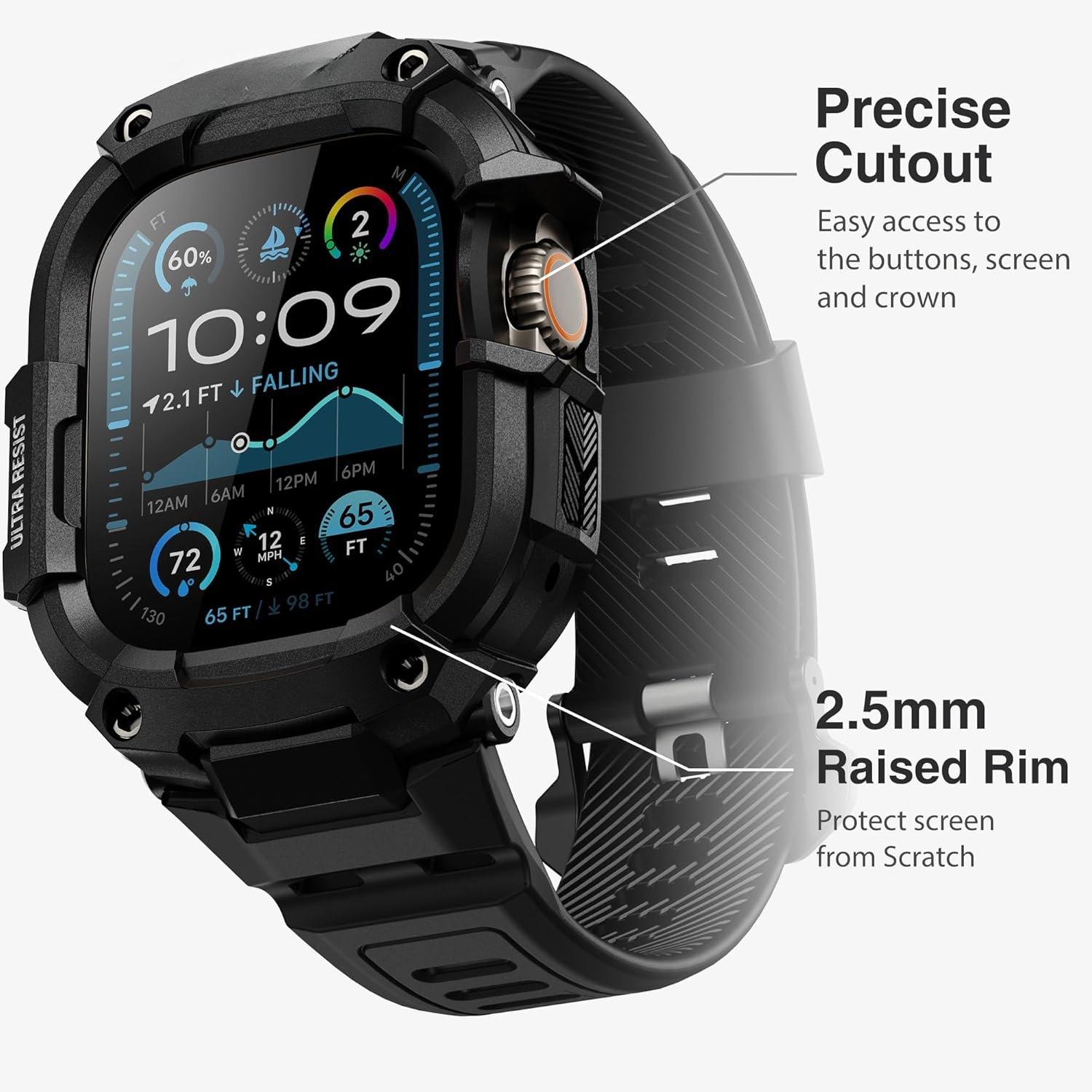 SUNDAY MIRTH Bands Case Compatible with  Watch Ultra 2/1 49mm for Men, Rugged  Band with Tough Shockproof Bumper Case, Heavy Duty Replacement Band(Black/Black)