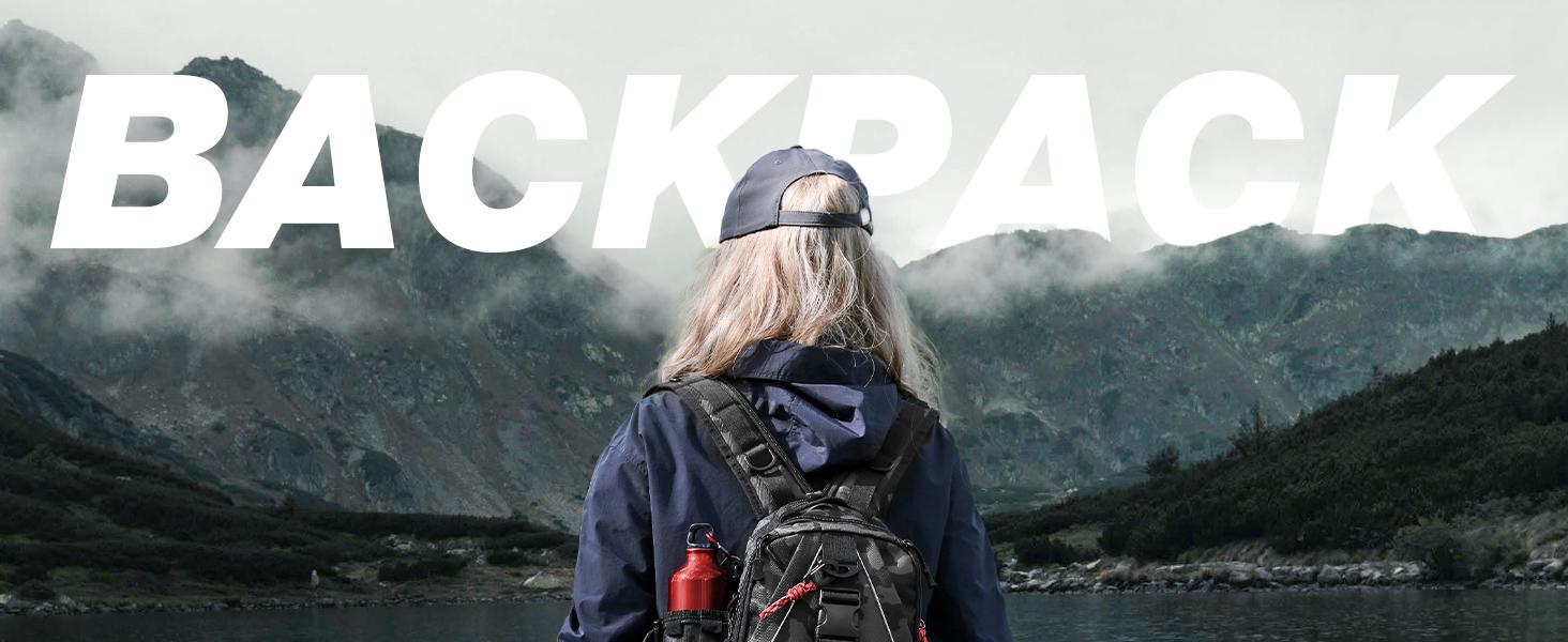 AGS Ghosthorn Fishing Backpack Tackle Sling Bag-Backpack with Rod Holder- Lightweight Tackle Box Fly Fishing Gifts for Men Women