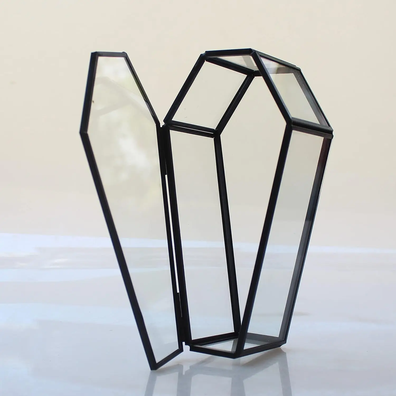 Glass Coffin Terrarium Box,Gothic Black Trinkets Organizer with Lid,Small  Vampire  Display Case, Idea for Dad and Boys, Tabletop Decor
