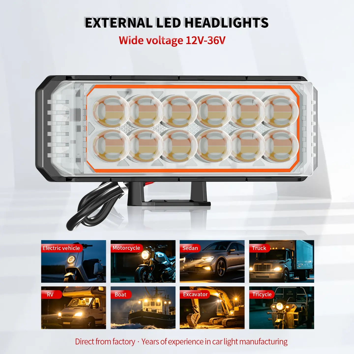 2-Pack LED Auxiliary Lights for Car Off-Road Modification, Motorcycle Spotlights, Scooter Light Headlamps, Offroad Lights, Road Legal