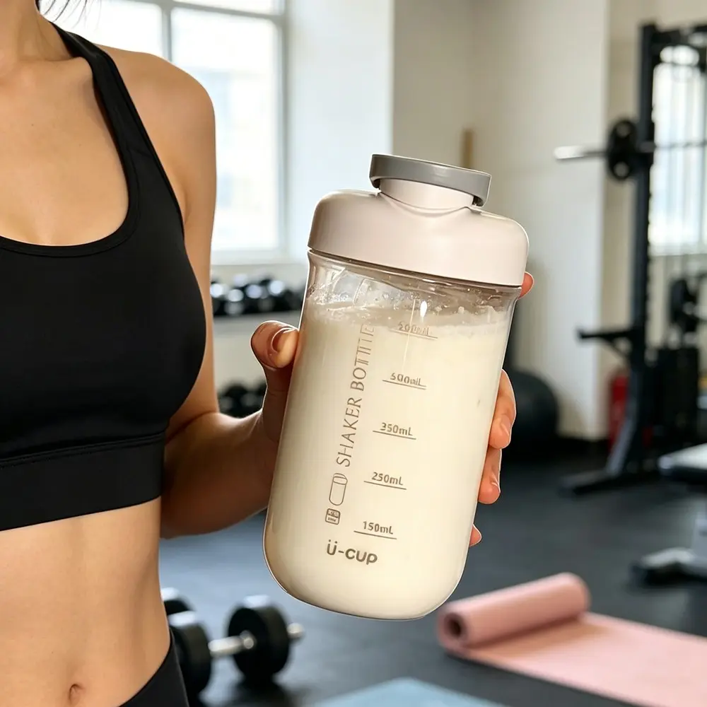 Portable Protein Shaker Bottle with Measurement Markings and Mixing Ball – Smooth Finish; Suitable for Outdoor Fitness, Camping, Travel, and Sports – Ideal for Workouts and Mixing Protein Shakes