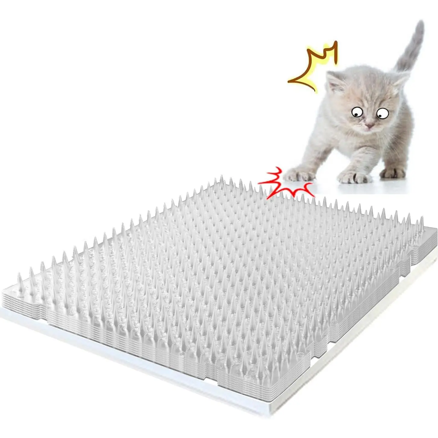 14 Pack Scat Mat for Cats - 16 x 13 Inch  Spike Mat with 1 Inch Spike,  Repellent Indoor & Outdoor Mat to Deter Cats & Other , Humane Deterrent Indoor Fence