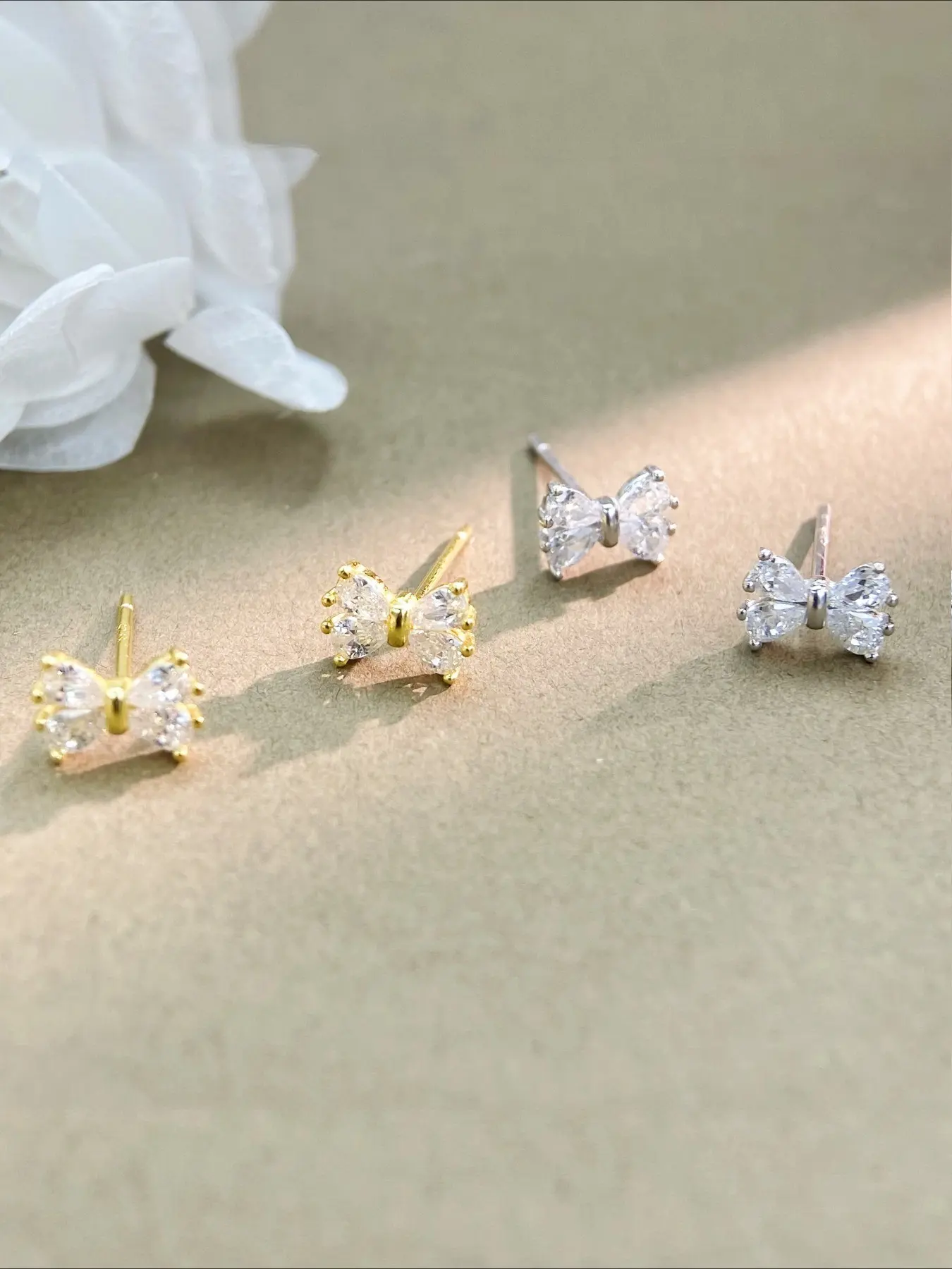 Sweet Bow Silver Earrings for Women, S925 Pure Silver Luxury Design, Super Shiny Mini Shape Ear Jewelry, Elegant Accessory