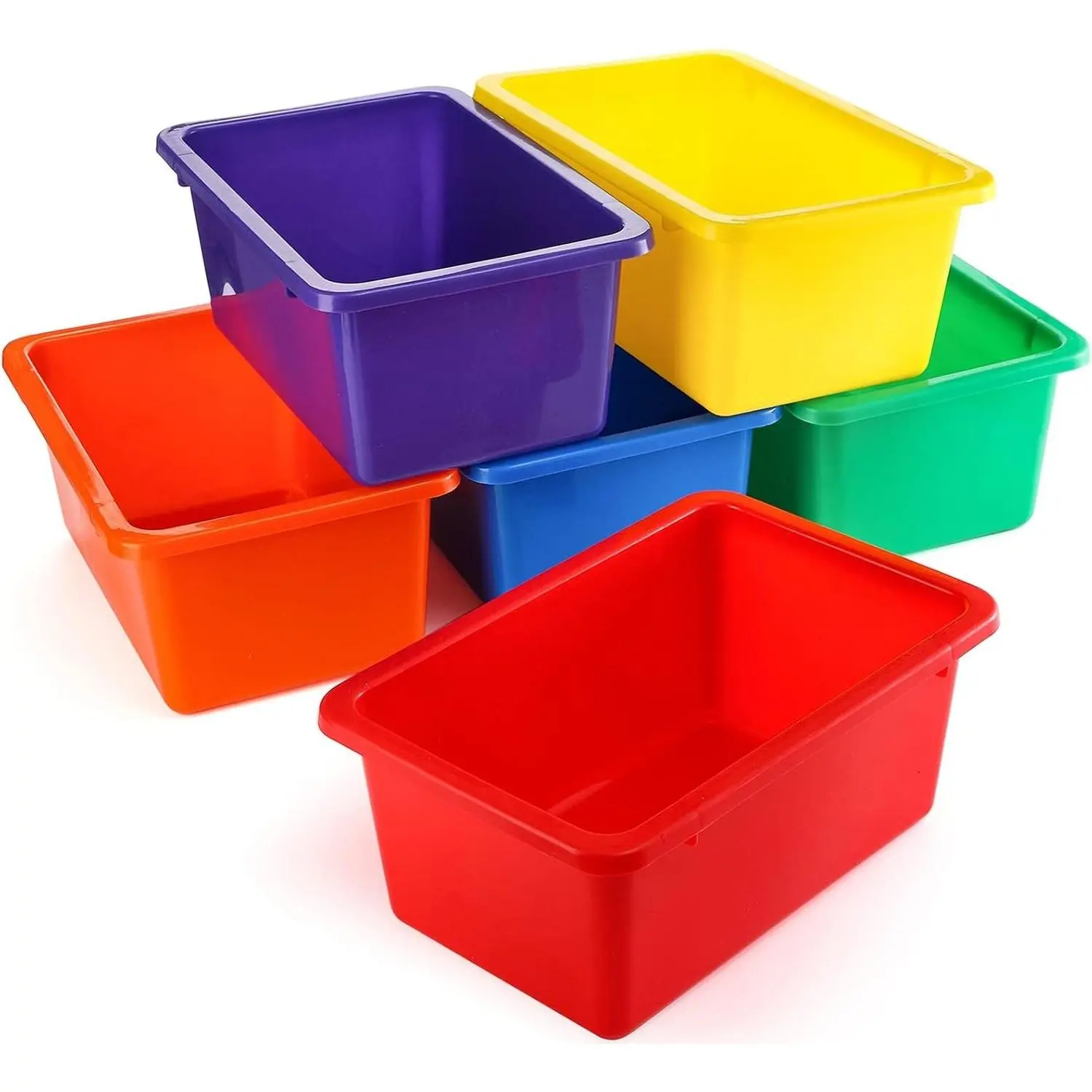 6 Pack Cubby Bin Storage Bins, Multi-Purpose Plastic Stackable Organizer Cubbies for Home, Nursery, Playroom, ClassroomGift