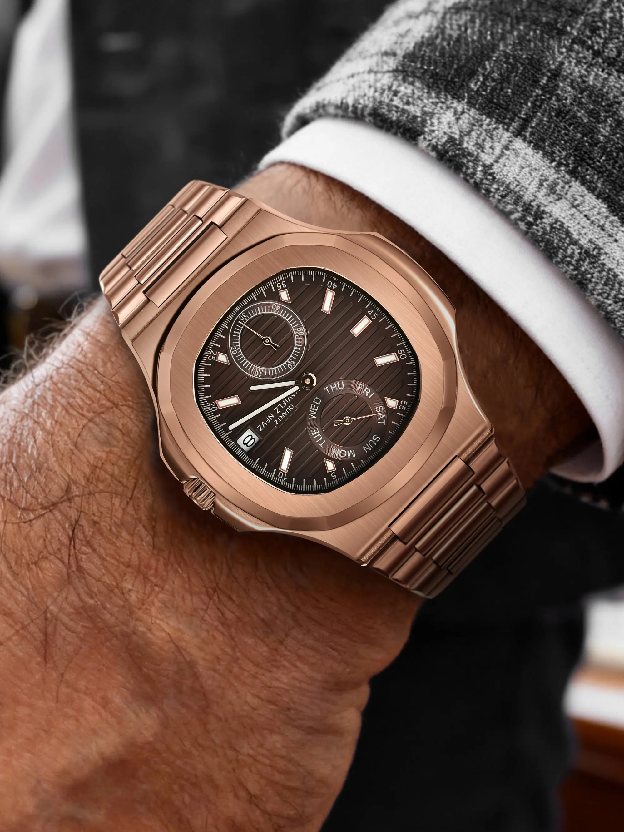 2026 New Naviflz Nfvz 40mm Men's Watch, Luxury Stainless Steel, Japanese Quartz, Sapphire Crystal, Dial, Round Face, All Seasons, Luminous Waterproof Watch