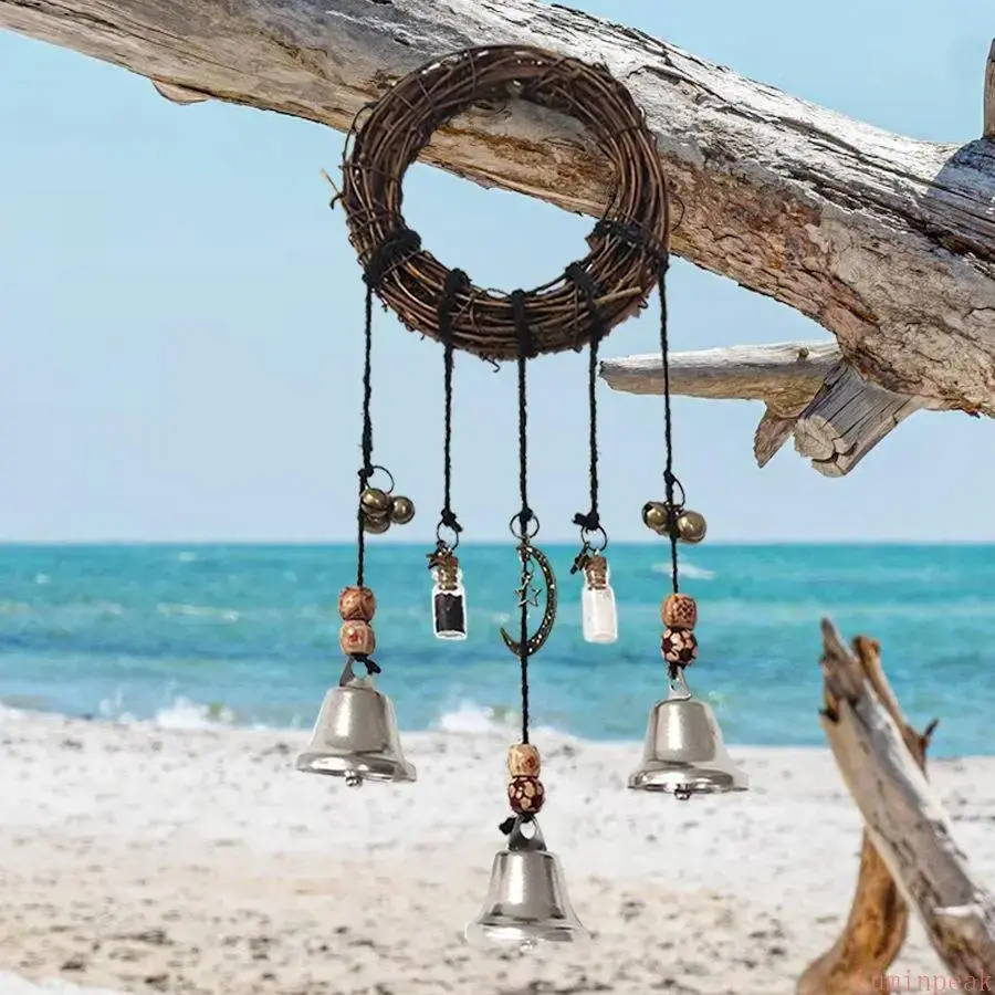 Witch Bells Magical Wind Chimes - Crystal Quartz Hanging Pendant Hanger, Witchcraft All-Seasons Home Decor for Positive Energy, Indoor & Outdoor Leisure Use