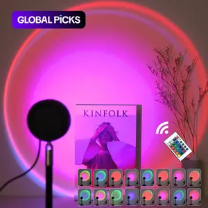 USB-Powered Sunset Projector Night Light, 16 Color-Changing LED Lamp with Remote Control, Indoor Ambient Light for Photography, Selfies, Live Streaming, Parties, Home Decor