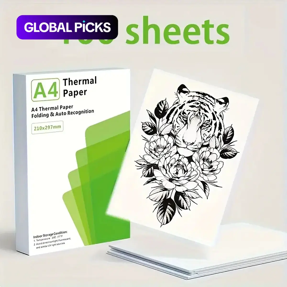 100 Pages A4 Thermal Printer Paper, Continuous Foldable Printing Paper, Portable Thermal Printer Paper for Business Travel Office, Designed for Portability, Office Stationery Supplies, Office Supplies #GLOBAL PICKS