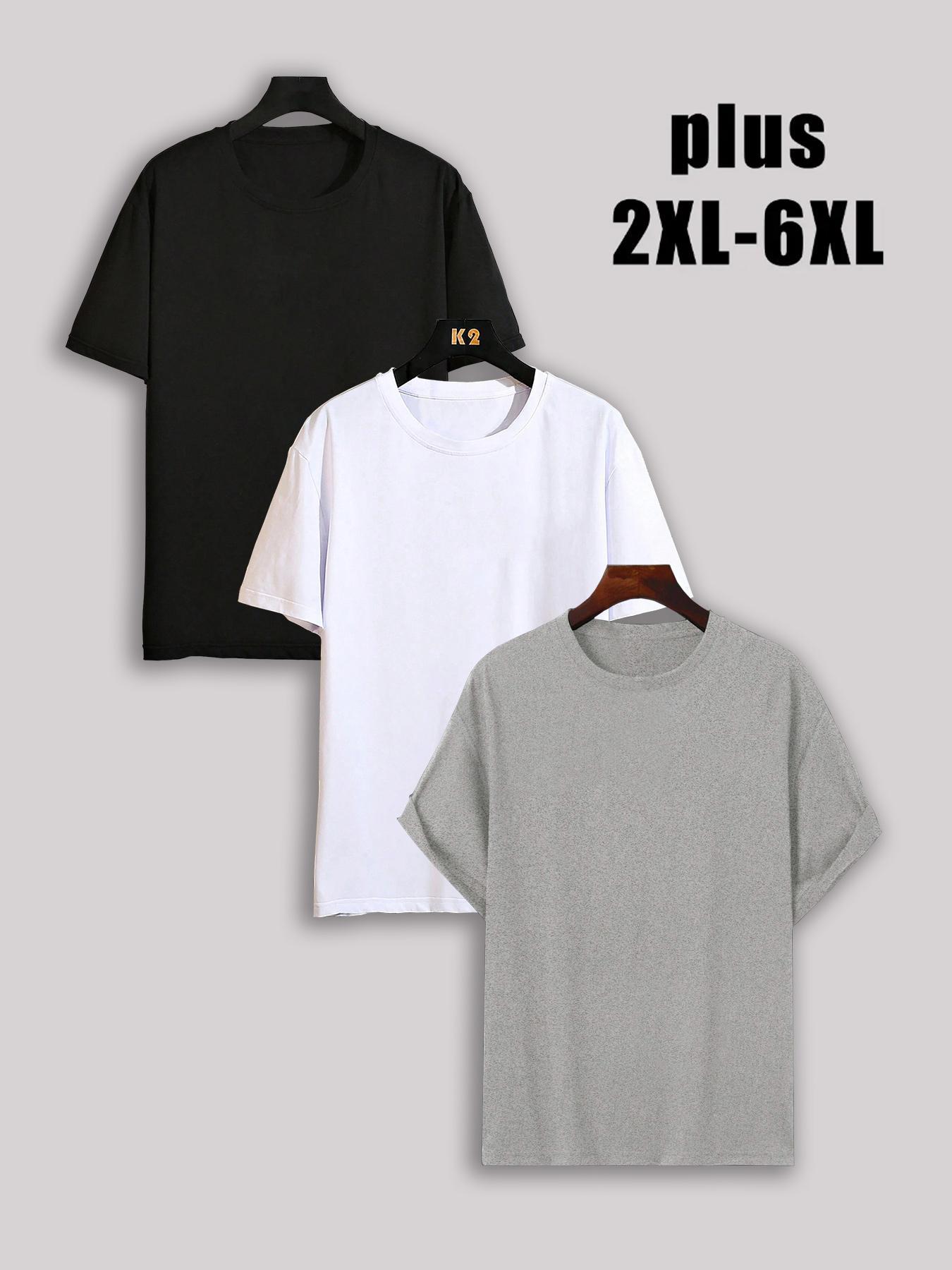 Men's Plus Size Solid Drop Shoulder Short Sleeve Tee, Casual Basic Round Neck T-shirt for Daily Wear, Men's Plus Size Clothes for All Seasons