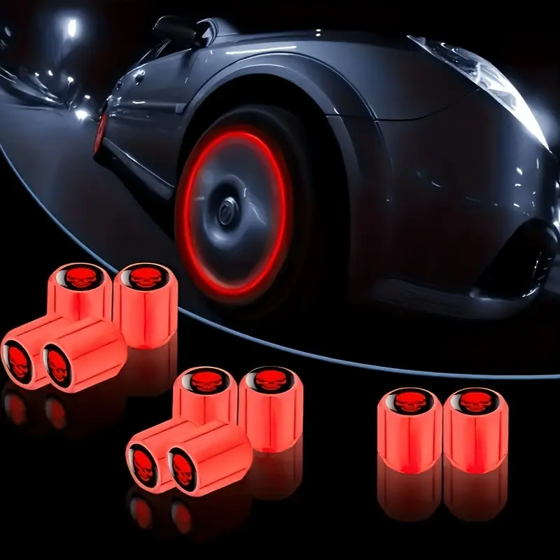 10 Fluorescent Skull Valve Caps, Glow-In-The-Dark Wheel Covers for Suvs, Bicycles, Trucks, Motorcycles, Accessory Parts, Visibility