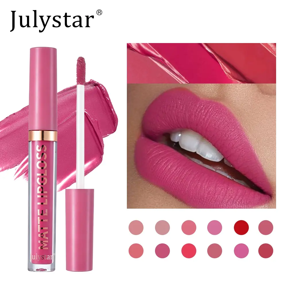 Julystar Matte Lip Gloss Series, Long-Lasting Liquid Lipstick, Velvet Waterproof, Perfect for Daily Wear, Dates, Parties
