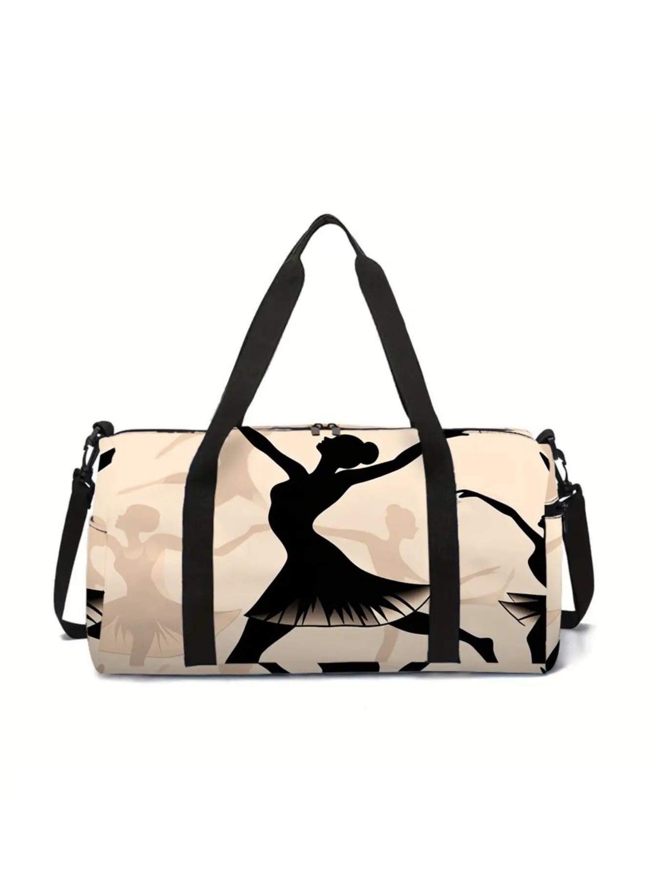 Ballet Dancer Silhouette 2D Print Large Capacity Zipper Duffle Bag, Adjustable Crossbody Strap & Top Hand Carry Handle, Multifunctional Dance Gym Sports Bag, Ideal for Dance Class, Short Trips & Weekend Getaways, Perfect Gift for Ballet Dancers Students