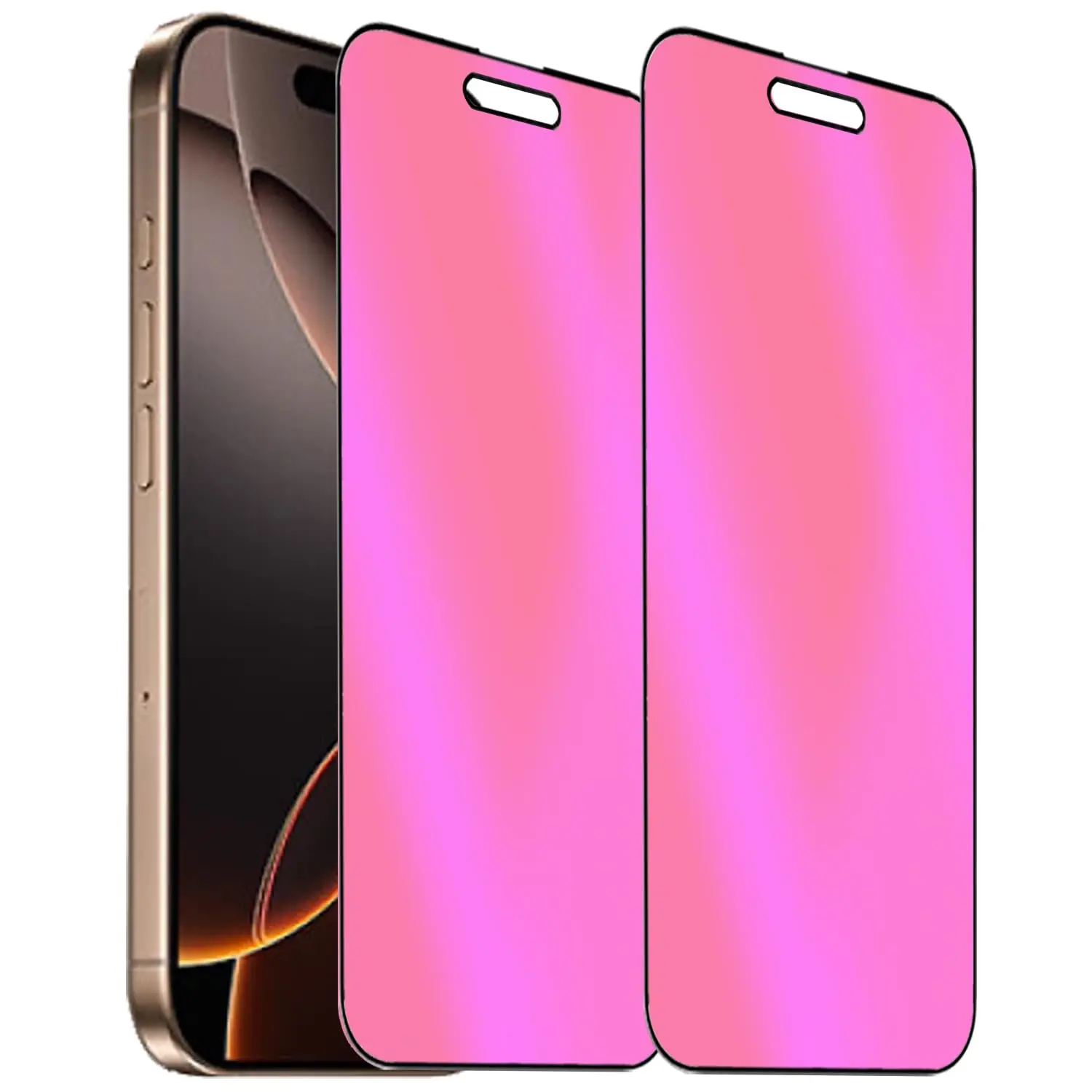 2 Pack Anti-Blue Privacy Tempered Glass for iPhone 16 Pro/iPhone 17 Anti-Spy Screen Protector Film Electroplated Gradient Colorful 6.3 inch