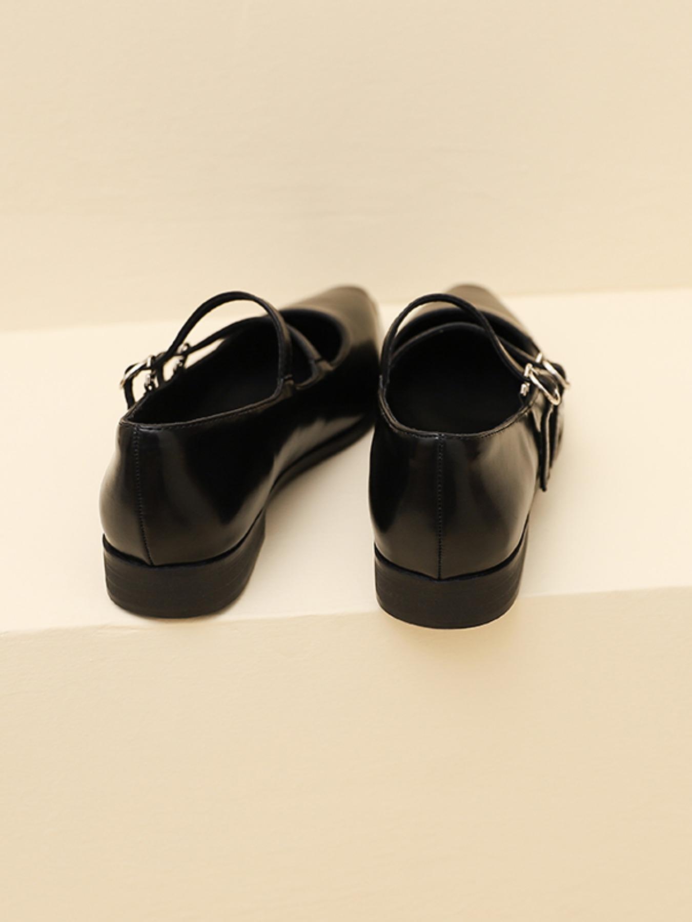 Retro English Style Mary Jane Shoes for Women, Square Toe Casual Buckle Flat Shoes for Commuting, PU Leather Trendy Footwear, Daily Wear Shoes