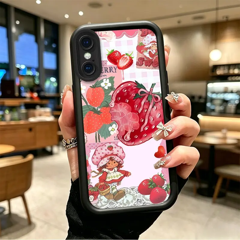 Vintage Strawberry Girl & Berry Collage Celestial Eye Layered TPU Smartphone Case for iPhone X/XS/XS Max - Enhanced Protection, Shockproof, Drop-Resistant, Handheld Cellphone Devices Cover with Secure Button Access (BOJTN99T)