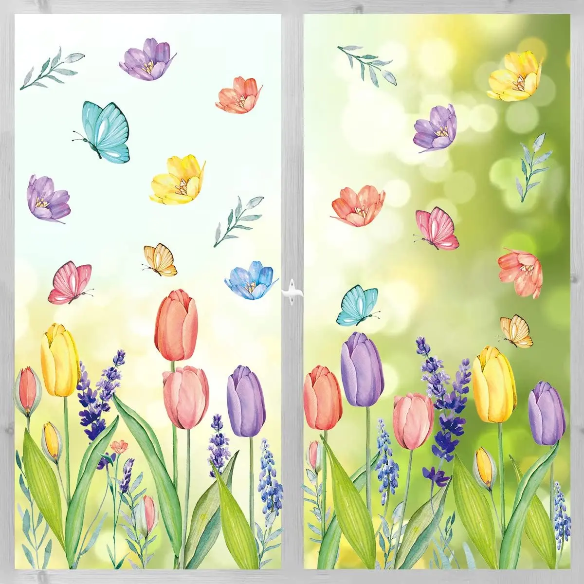 67 count Spring Summer Window Cling Sticker,  Butterfly Flower Decal for  Party Supplies Shop Glass Display Decoration