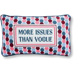 Needlepoint Decorative Throw Pillow -  Issues - 9"x15" - Small Embroidered Designer Pillow for Living Room, Couch, Sofa, Chair & Bed -   Decor