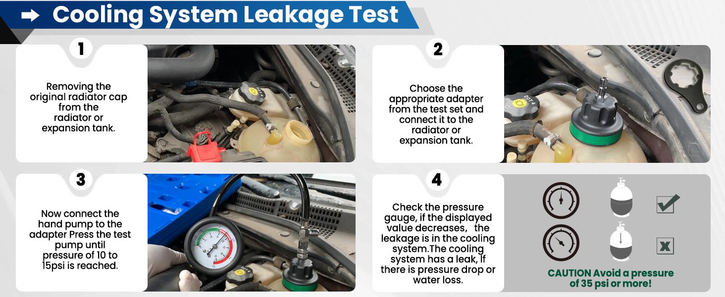 28pcs Radiator Pressure Tester Coolant Pressure Tester and Vacuum Refill Kit for Automotive Cooling System Tank Leakage Detection
