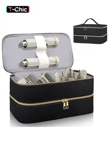 Travel Carrying Case for Shark Flex Style, Double Layer Storage Case for Shark SpeedStyle Hair Dryer Attachments, Waterproof PU Leather Organizer Bag for Shark Flexstyle Airwrap Styler