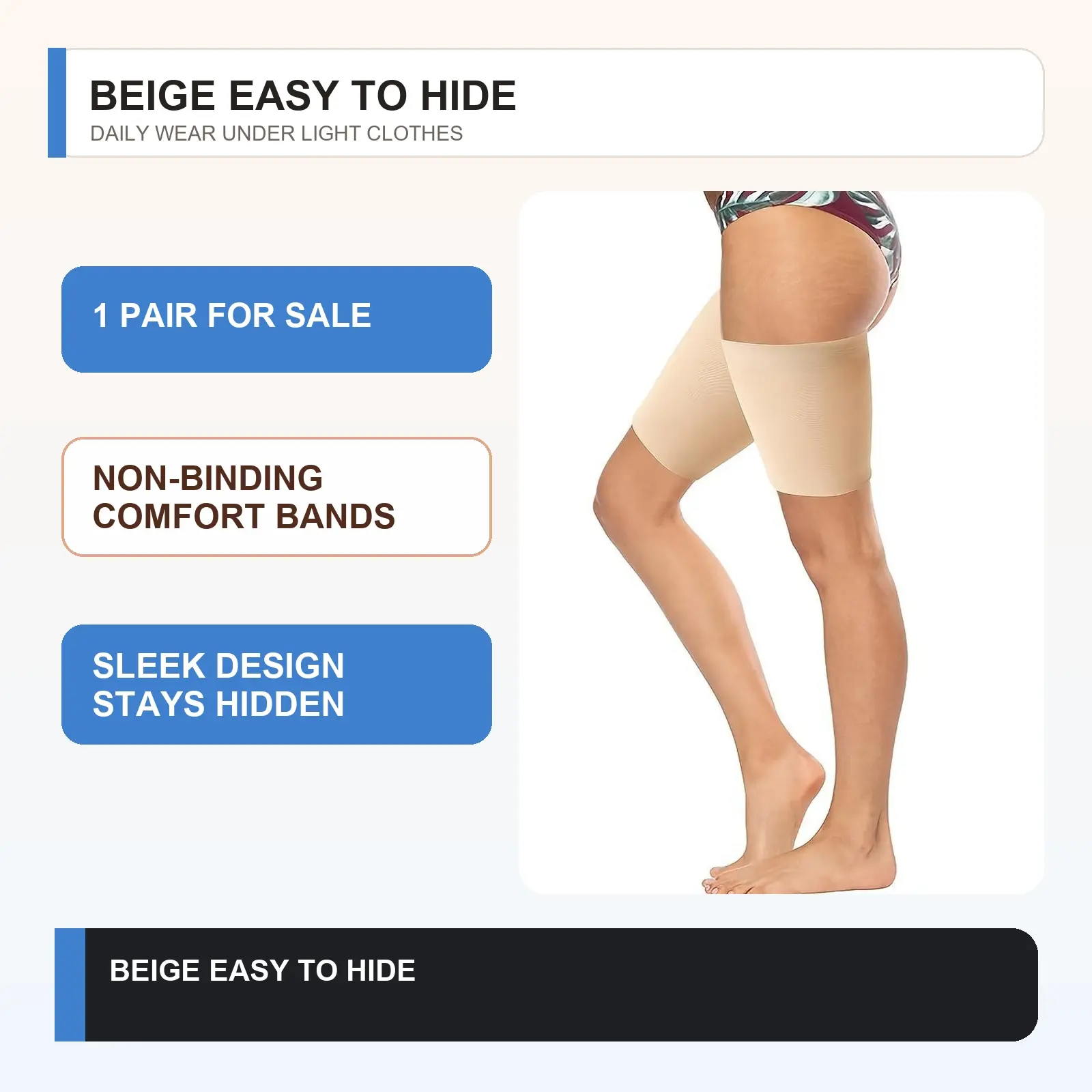 1 Pair Thigh Compression Sleeves, Thigh Brace & Wrap Great for Running Sports, Upper Leg Sleeves, Elastic Thigh Compression Sleeve for Men Women Non-Slip Upper Leg Wraps Support