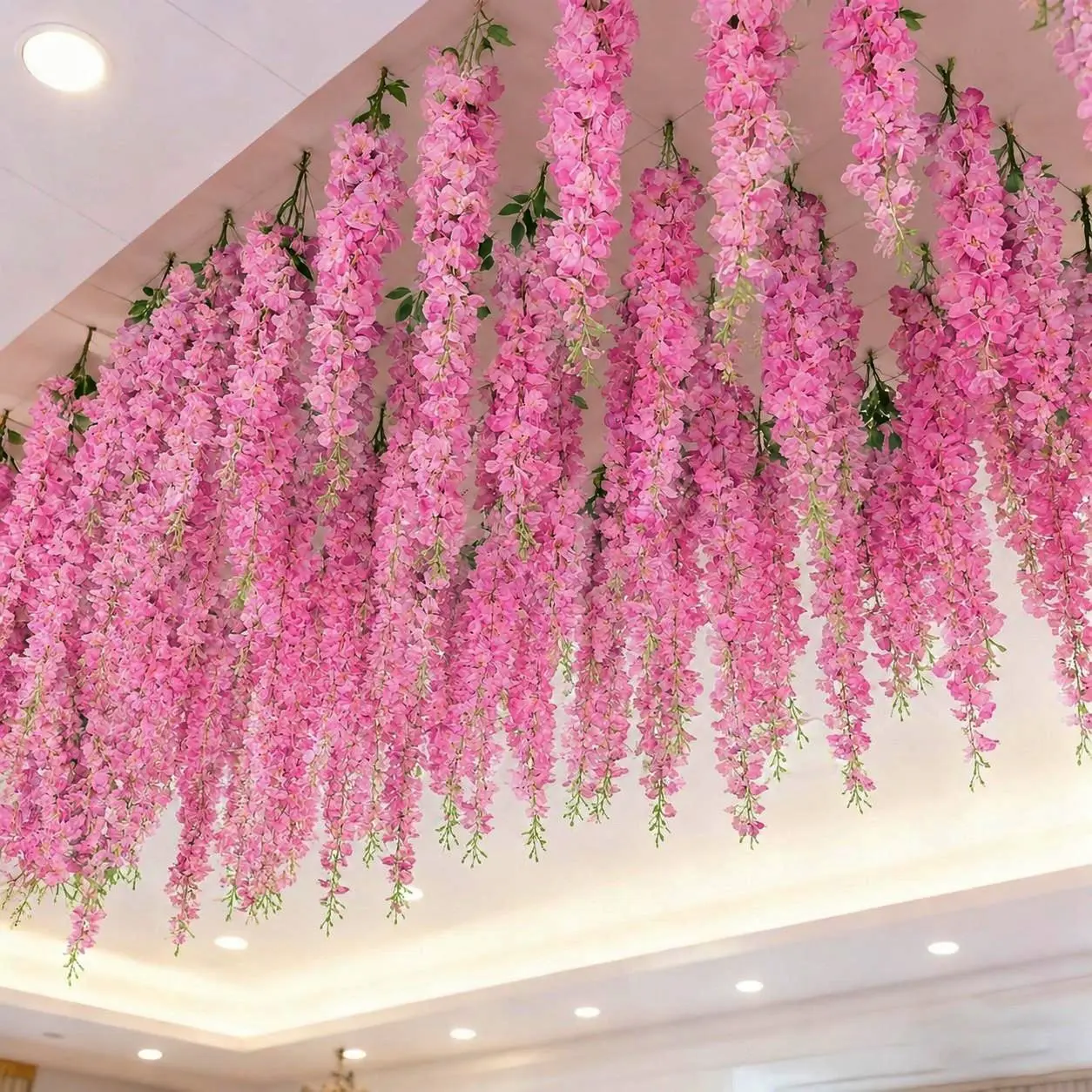 60pcs of Simulated Violet Pink Vines, Fake Flower Vines, Artificial Flower Decorations, Floral Decoration, Suitable for Outdoor Courtyards, Wedding Arches, Ceiling Decorations, Ideal for Hotel Themed Events, Crafts, Photography Props Flower