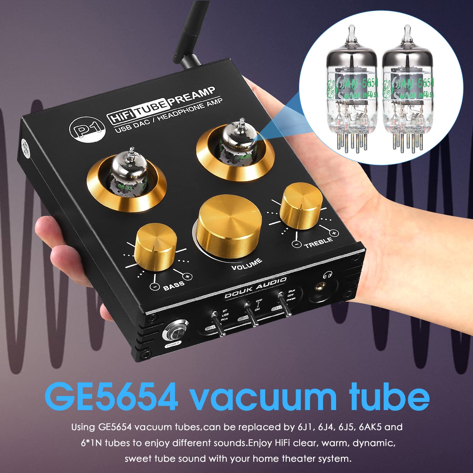 P1 Vacuum Tube Preamplifier  Ge5654 Preamp Hi-fi Headphone Amp Stereo Wireless Receiver With Usb Dac & Aptx-hd For Home Theater Amplifier/active