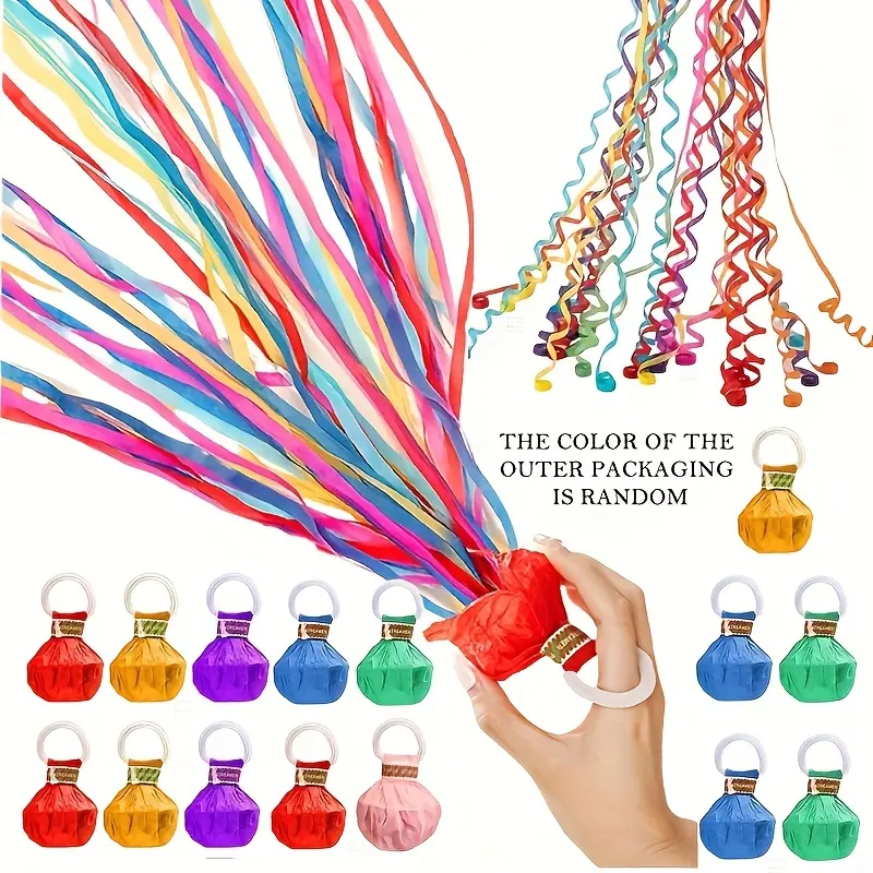 Handheld Confetti Popper Party Streamers - 12/24pcs Random Color Vibrant Mix, Silent Interaction, Birthday Decorations for Weddings, Celebrations (Festive Party Supplies)